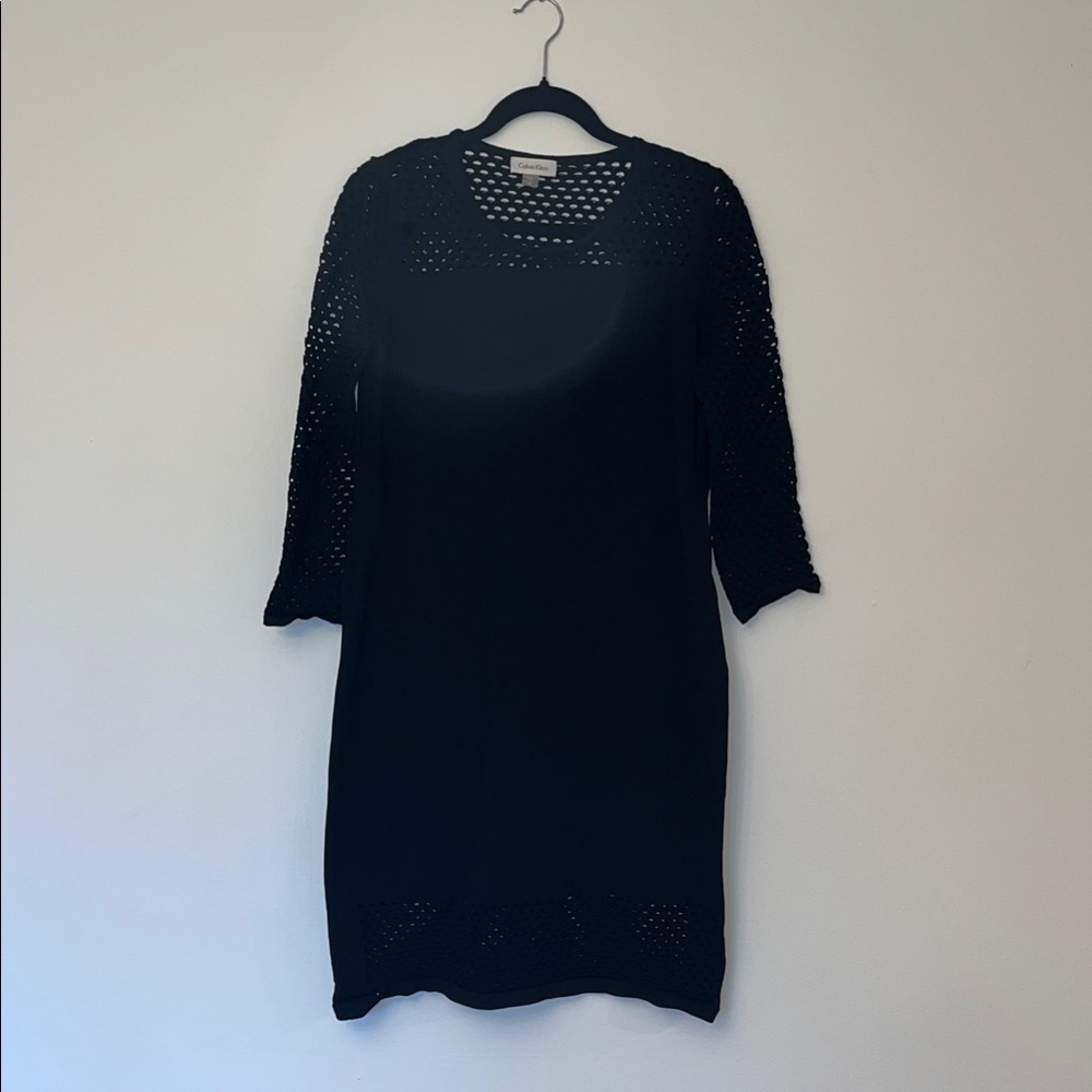 Calvin Klein Black Open Knit Dress